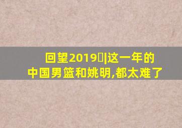 回望2019⑭|这一年的中国男篮和姚明,都太难了